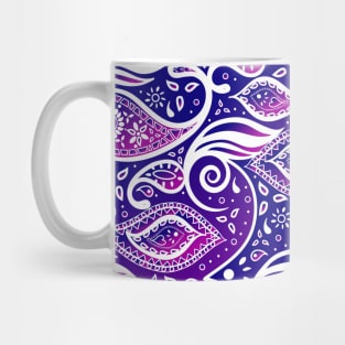 Paisley Bohemian Breeze Art - White and Shades of Purple and Blue Mug